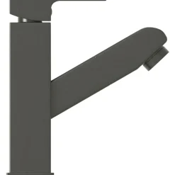 vidaXL Grifo de lavabo de baño con función extraíble negro 157x172 mm Gris New