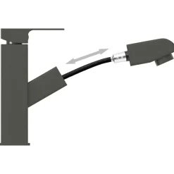 vidaXL Grifo de lavabo de baño con función extraíble negro 157x172 mm Gris New