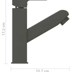 vidaXL Grifo de lavabo de baño con función extraíble negro 157x172 mm Gris New