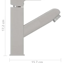 vidaXL Grifo de lavabo de baño función extraíble 157x172 mm Plateado Clearance