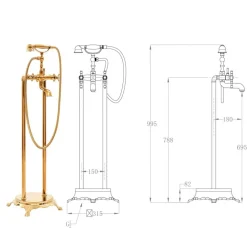 vidaXL Grifo para bañera de pie acero inoxidable 99,5 cm Dorado Hot