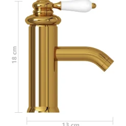 vidaXL Grifo para lavabo de baño 130x180 mm Dorado
