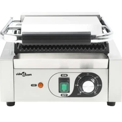 vidaXL Grill parrilla estriada de acero inoxidable 1800 W 31x30,5x20cm Best