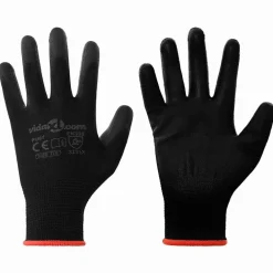 vidaXL Equipo De Protección Para El Trabajo-Guantes de Trabajo 12 pcs Negro 7 / S Poliéster