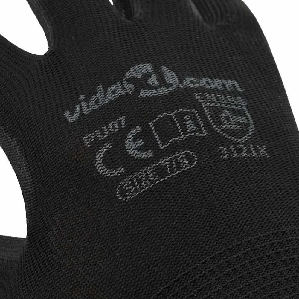 vidaXL Equipo De Protección Para El Trabajo-Guantes de Trabajo 12 pcs Negro 7 / S Poliéster
