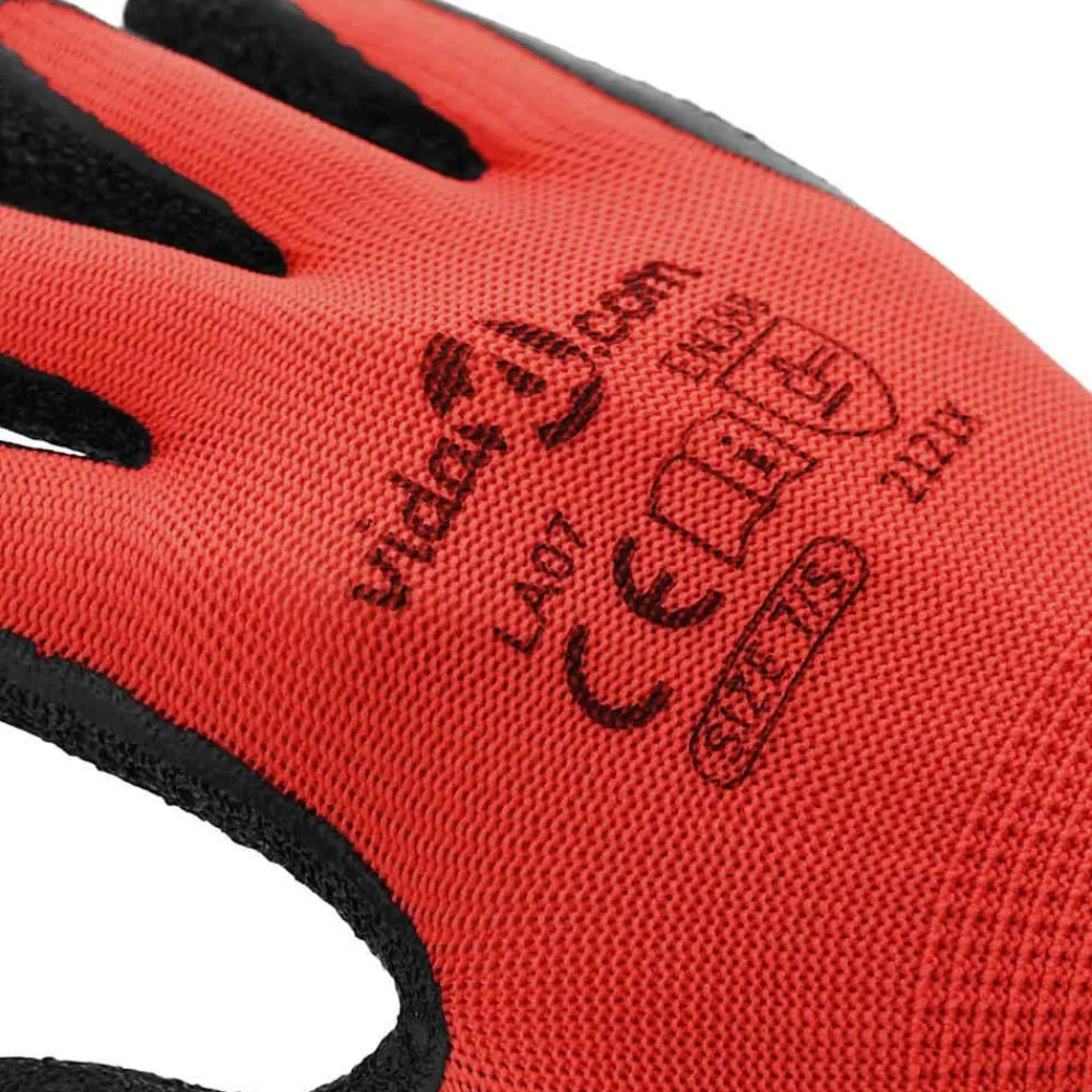 vidaXL Equipo De Protección Para El Trabajo-Guantes de Trabajo 12 pcs Rojo y Negro 7 / S