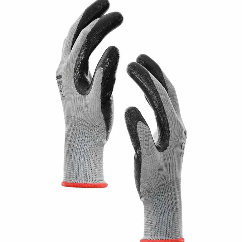 vidaXL Guantes de Trabajo 12 pcs Gris y Negro 7 / S Poliéster Outlet