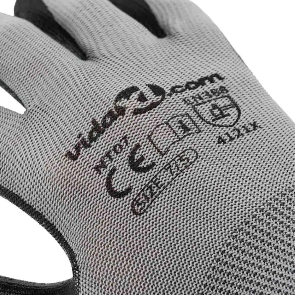 vidaXL Guantes de Trabajo 12 pcs Gris y Negro 7 / S Poliéster Outlet