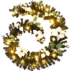 vidaXL Decoración-Guirnalda de Navidad con luces LED PVC negro 2,7 m
