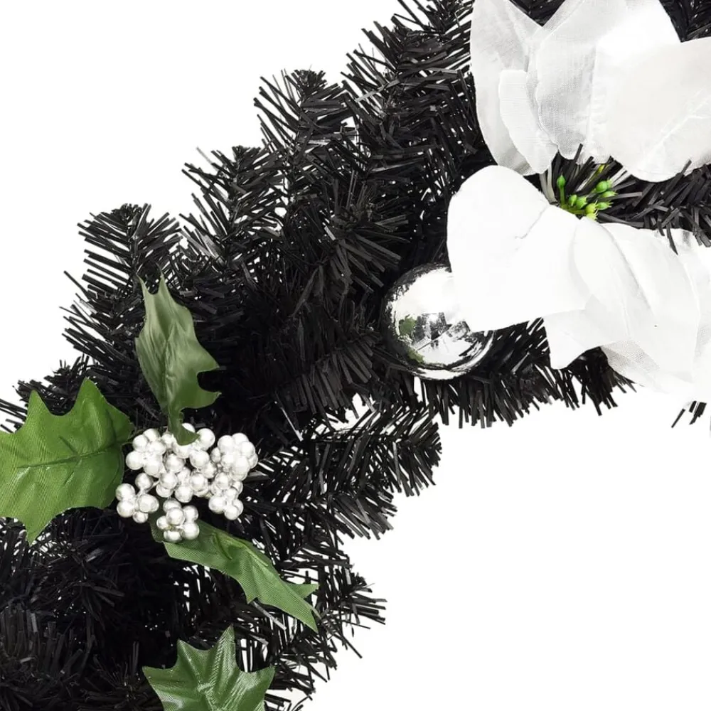 vidaXL Decoración-Guirnalda de Navidad con luces LED PVC negro 2,7 m