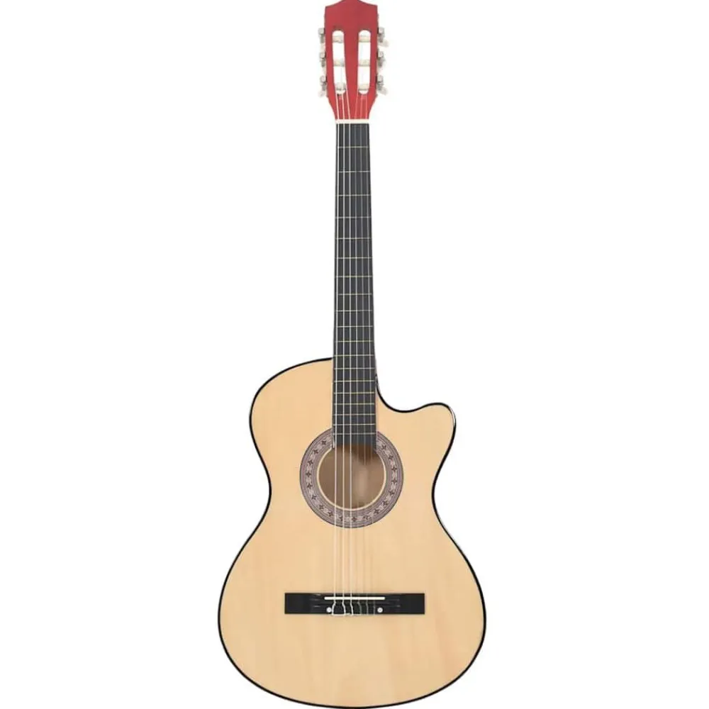 vidaXL Arte Y Ocio-Guitarra acústica con cutaway 6 cuerdas madera tilo 38"
