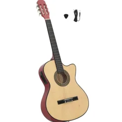 vidaXL Arte Y Ocio-Guitarra clásica occidental con ecualizador y 6 cuerdas