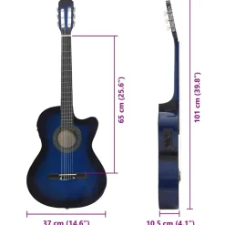 vidaXL Guitarra clásica occidental con ecualizador y 6 cuerdas Azul Sale
