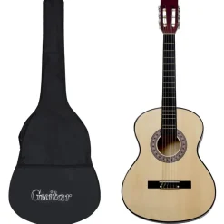 vidaXL Guitarra clásica para principiantes con funda 4/4 39" Marr&oacute;n claro New
