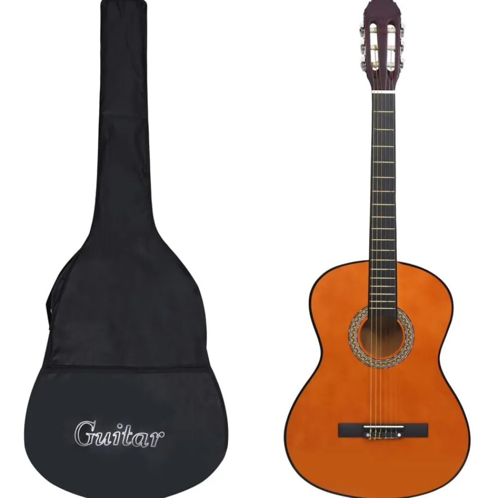 vidaXL Guitarra clásica para principiantes con funda 4/4 39" Marrón oscuro