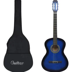 vidaXL Guitarra clásica para principiantes con funda 4/4 39" Azul Sale
