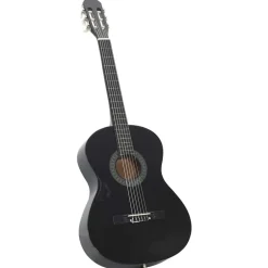 vidaXL Guitarra clásica para principiantes madera tilo 4/4 39" Negro Hot