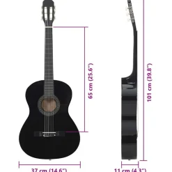 vidaXL Guitarra clásica para principiantes madera tilo 4/4 39