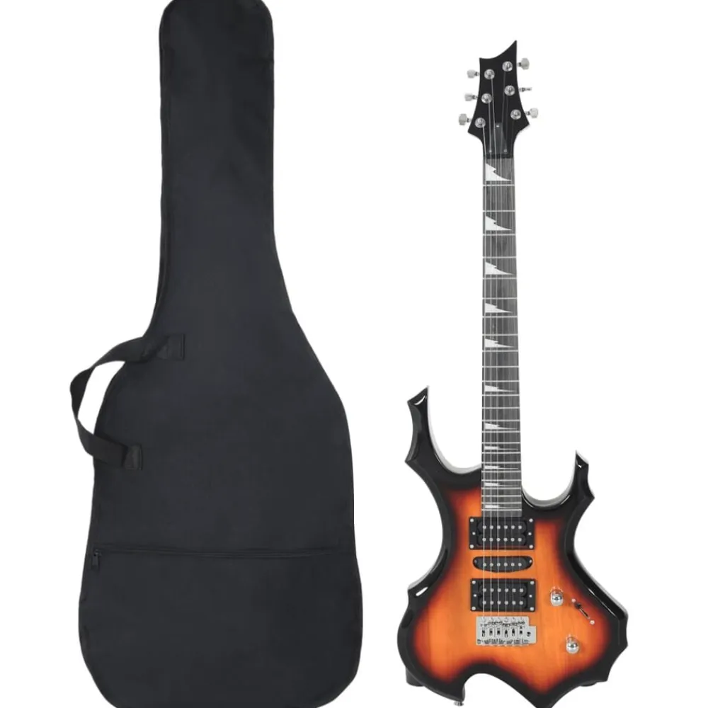 vidaXL Arte Y Ocio-Guitarra eléctrica principiantes con funda marrón negro 4/4 39"