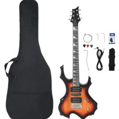 vidaXL Arte Y Ocio-Guitarra eléctrica principiantes con funda marrón negro 4/4 39"
