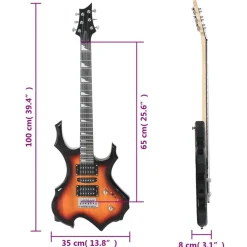 vidaXL Arte Y Ocio-Guitarra eléctrica principiantes con funda marrón negro 4/4 39