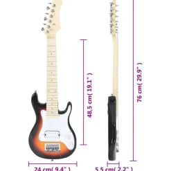 vidaXL Arte Y Ocio-Guitarra eléctrica para niños con funda marrón y blanco 3/4 30