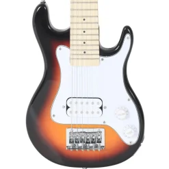 vidaXL Arte Y Ocio-Guitarra eléctrica para niños con funda marrón y blanco 3/4 30