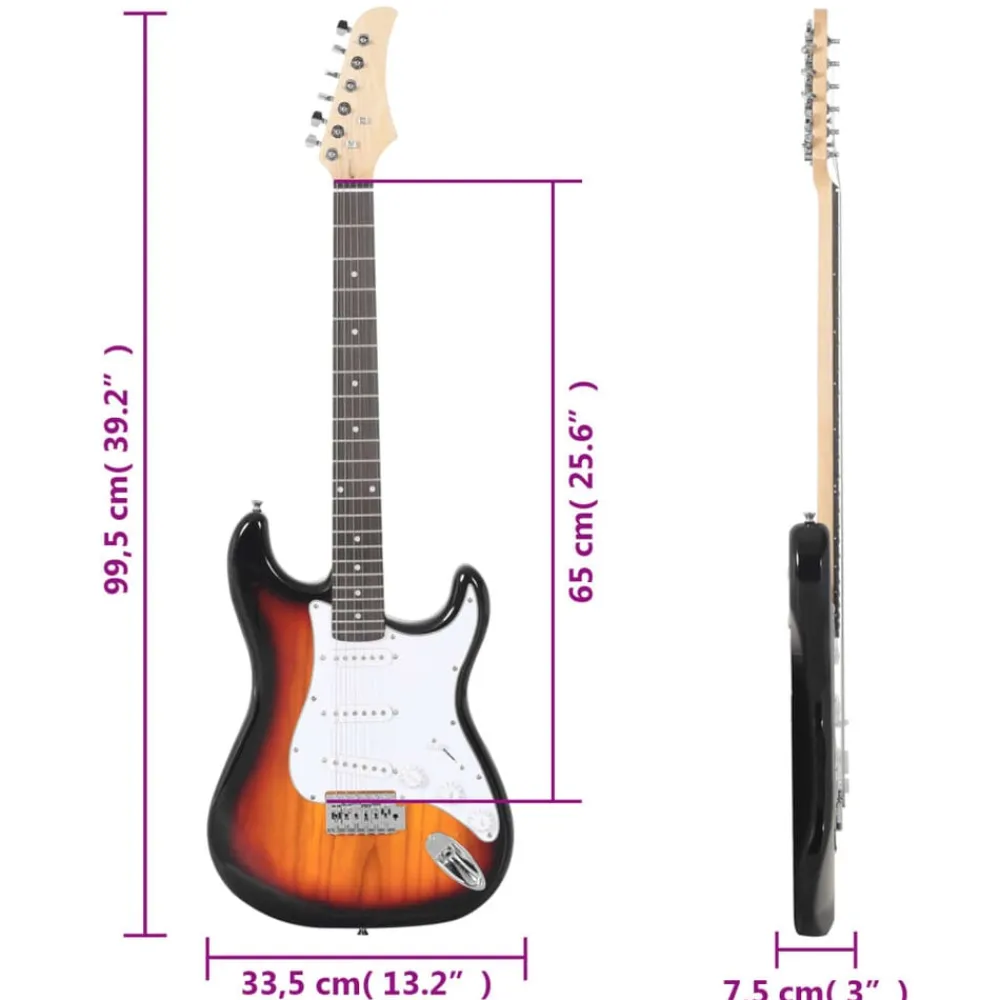 vidaXL Arte Y Ocio-Guitarra eléctrica principiante con funda marrón blanco 4/4 39"
