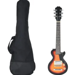 vidaXL Guitarra eléctrica para niños con funda marrón y negro 3/4 30" Marrón y negro Sale
