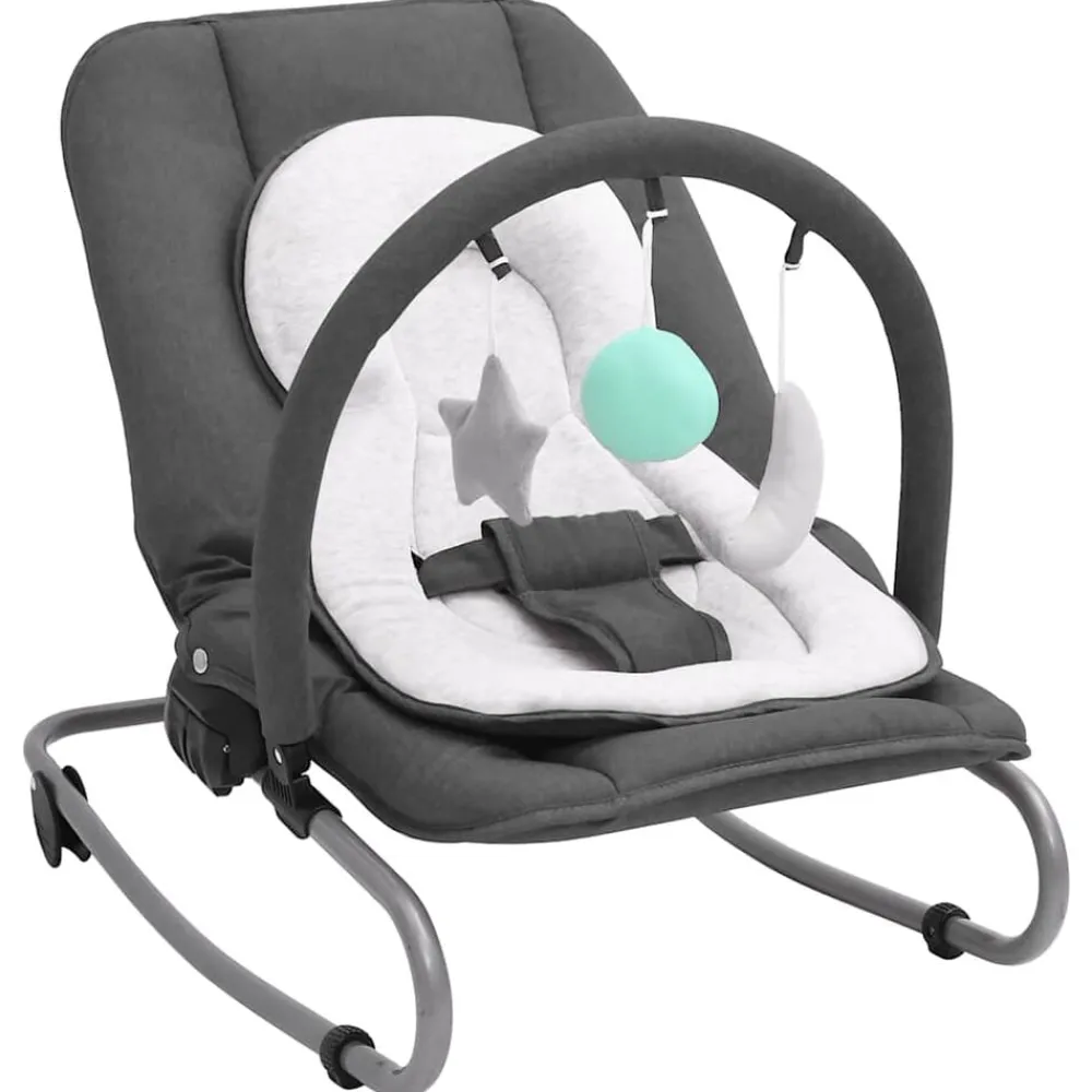 Niños vidaXL Juguetes Y Actividades Para Bebés-Hamaca mecedora para bebés de acero gris