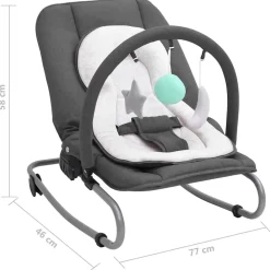 Niños vidaXL Juguetes Y Actividades Para Bebés-Hamaca mecedora para bebés de acero gris