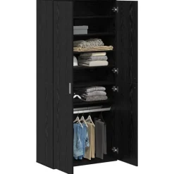 vidaXL Highboard 80 x 39 x 178 cm Madera contrachapada Roble negro