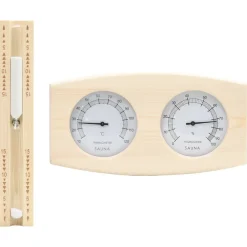 vidaXL Piscina Y Spa-Higrotermógrafo y reloj de arena para sauna 2 en 1 madera pino