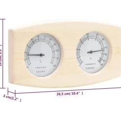 vidaXL Piscina Y Spa-Higrotermógrafo y reloj de arena para sauna 2 en 1 madera pino