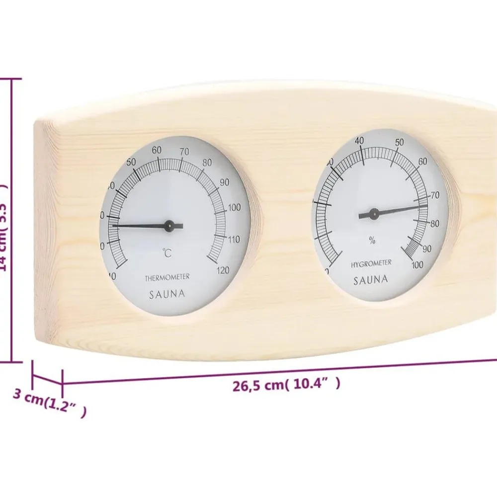 vidaXL Piscina Y Spa-Higrotermógrafo y reloj de arena para sauna 2 en 1 madera pino
