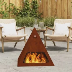 vidaXL Chimeneas-Hoguera Marrón 50 x 50 x 51 cm Acero autopatinable