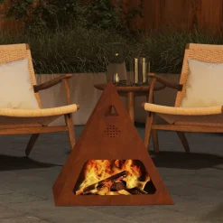vidaXL Chimeneas-Hoguera Marrón 50 x 50 x 51 cm Acero autopatinable