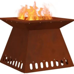 vidaXL Hoguera Marrón 48 x 48 x 40 cm Acero autopatinable Acero oxidado/marr&oacute;n Sale