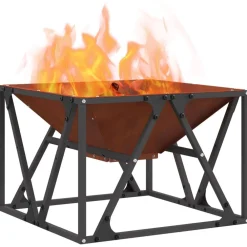 vidaXL Chimeneas-Hoguera Marrón 50 x 50 x 35 cm Acero autopatinable