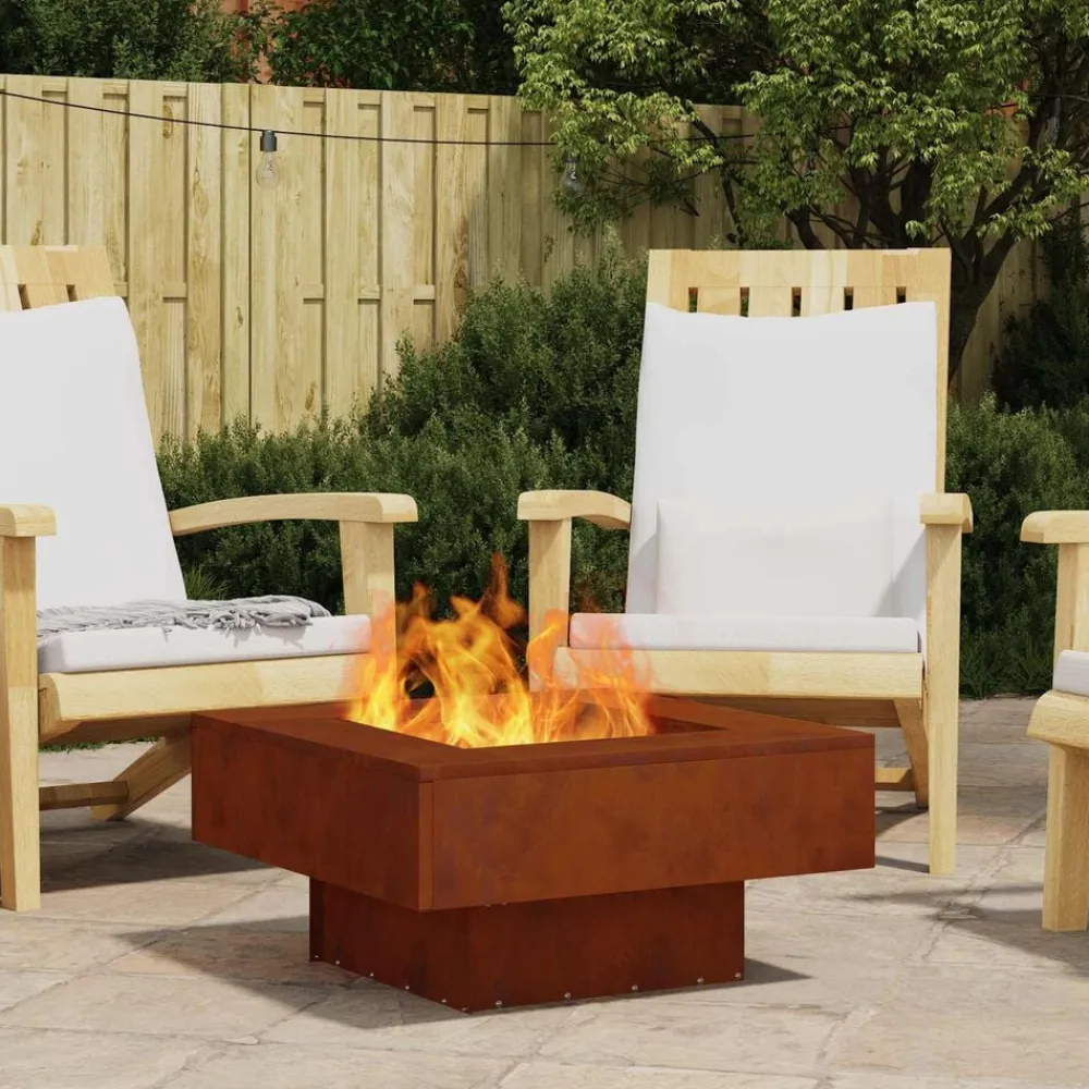 vidaXL Chimeneas-Hoguera Marrón 60 x 60 x 30 cm Acero autopatinable