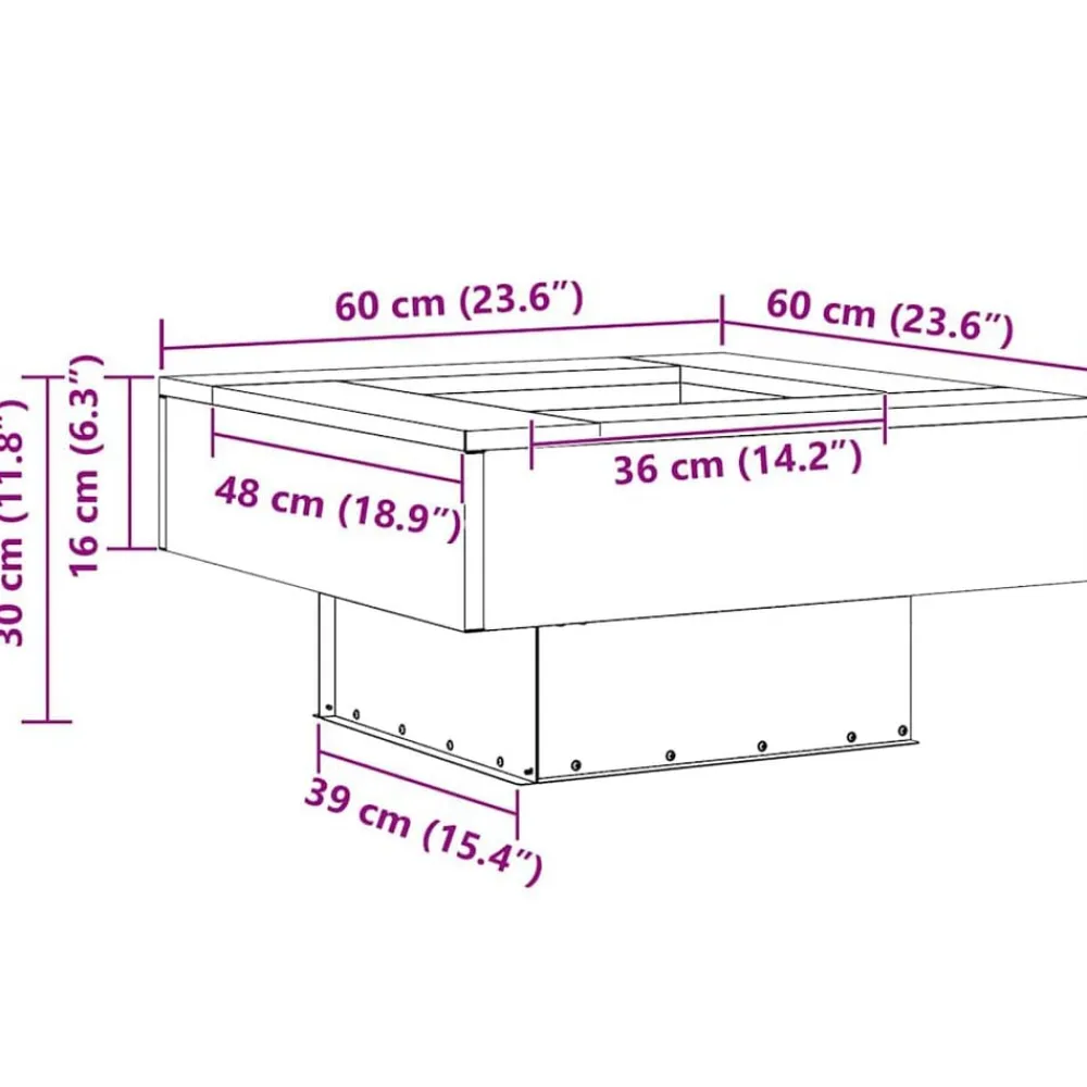 vidaXL Chimeneas-Hoguera Marrón 60 x 60 x 30 cm Acero autopatinable