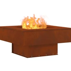 vidaXL Chimeneas-Hoguera Marrón 60 x 60 x 30 cm Acero autopatinable