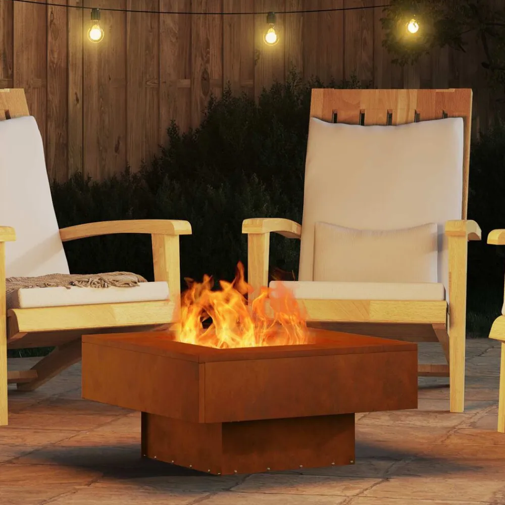 vidaXL Chimeneas-Hoguera Marrón 60 x 60 x 30 cm Acero autopatinable