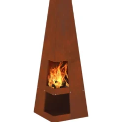 vidaXL Hoguera Marrón 35 x 35 x 100 cm Acero al carbono Acero oxidado/marr&oacute;n Clearance