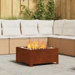 vidaXL Chimeneas-Hoguera Marrón 60 x 60 x 30 cm Acero autopatinable