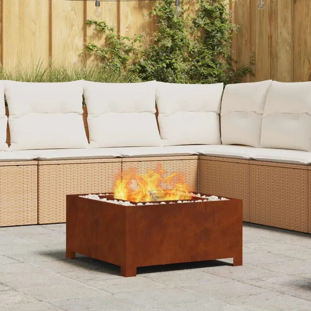 vidaXL Chimeneas-Hoguera Marrón 60 x 60 x 30 cm Acero autopatinable