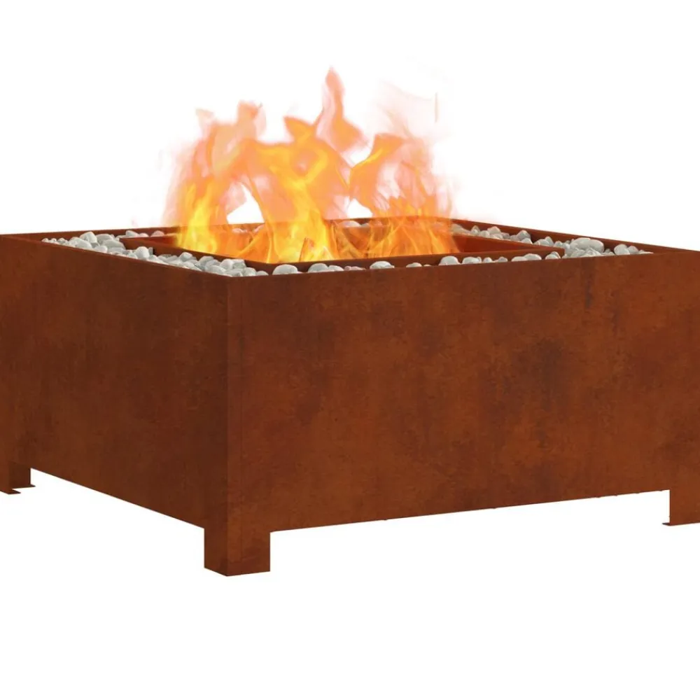 vidaXL Chimeneas-Hoguera Marrón 60 x 60 x 30 cm Acero autopatinable
