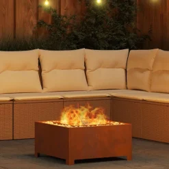 vidaXL Chimeneas-Hoguera Marrón 60 x 60 x 30 cm Acero autopatinable