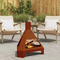 vidaXL Chimeneas-Hoguera Marrón 50 x 43 x 52 cm Acero autopatinable