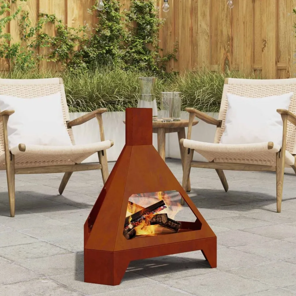 vidaXL Chimeneas-Hoguera Marrón 50 x 43 x 52 cm Acero autopatinable